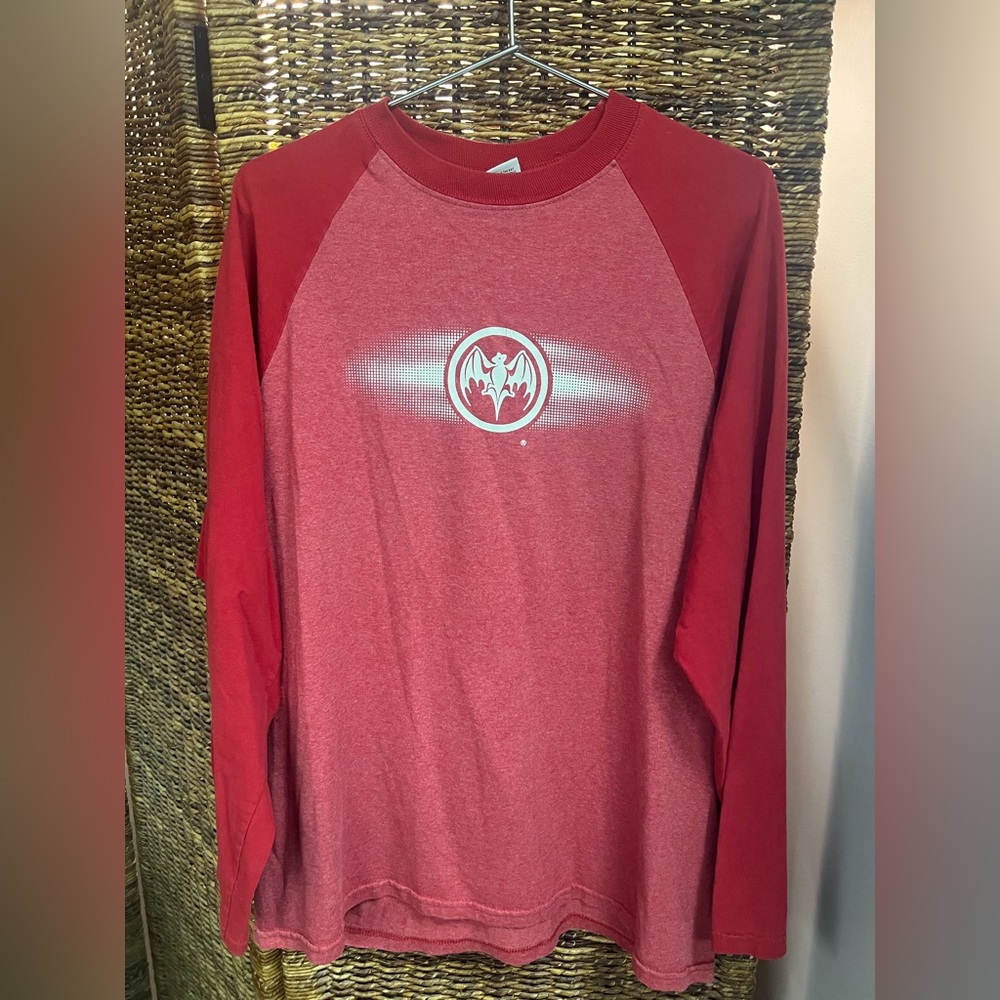 Men's Red Long Sleeve Raglan Tee with Graphic Logo